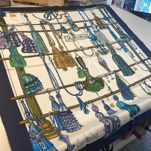 Rare blue PASSEMENTERIE Hermes silk scarf